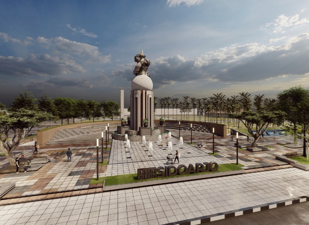 Pemkab Sidoarjo Revitalisasi Alun-alun Sidoarjo, Bangun Taman Air Mancur