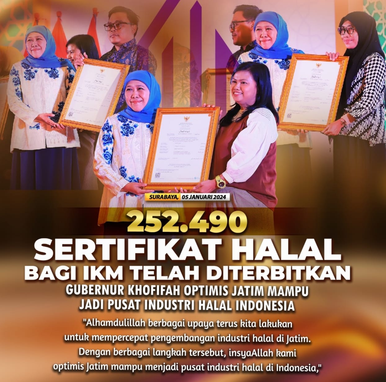 Gubernur Khofifah Optimis Jatim Mampu Jadi Pusat Industri Halal Indonesia