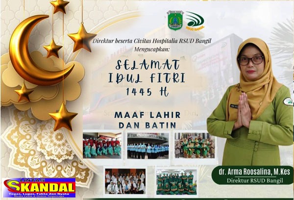 Direktur Dan Civitas Hospitalia RSUD Mengucapkan Selamat ” HARI RAYA IDUL FITRI ”  Syawal 1445 H / 2024 M. Mohon Maaf Lahir & Batin