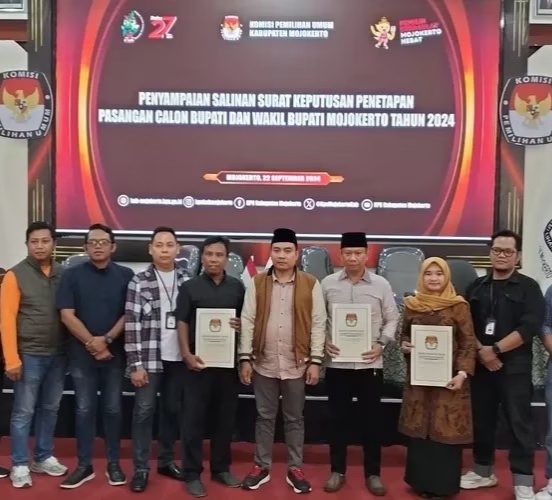 KPU Mojokerto Tetapkan Cabup dan Cawabup Mojokerto di Pilkada 2024