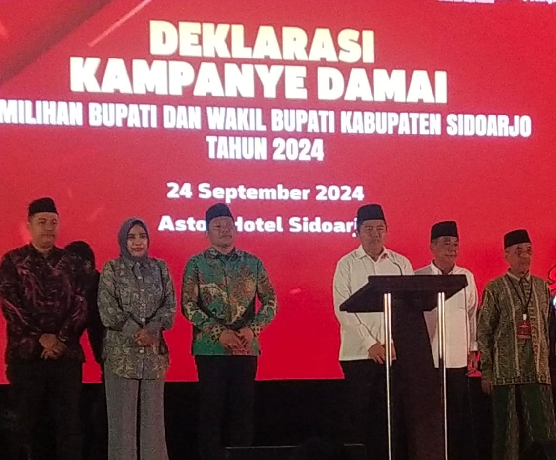 KPU Sidoarjo Gelar Deklarasi Kampanye Damai di Aston Hotel Sidoarjo